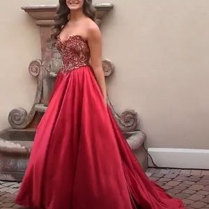 Red Sherri Hill couture pageant dress gown 4